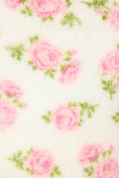 PJ Salvage Ivory Let's Get Cozy Plush Floral Print Blanket RUCOBL