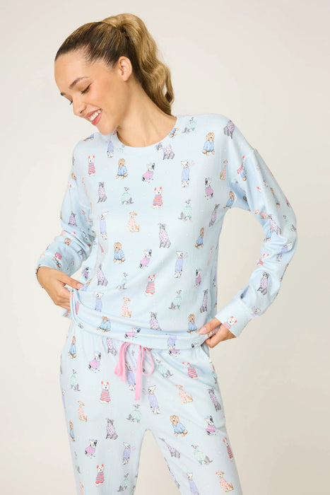 PJ Salvage Blue Haze Doggone Cold Dog Print Pajama Set RUDCLS/RUDCP