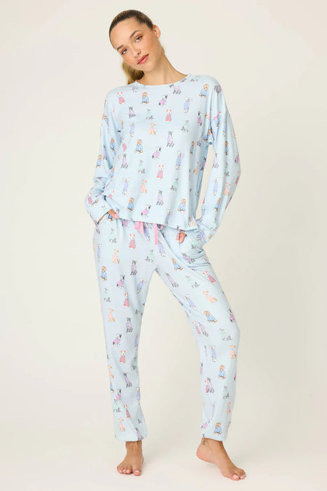 PJ Salvage Blue Haze Doggone Cold Dog Print Pajama Set RUDCLS/RUDCP