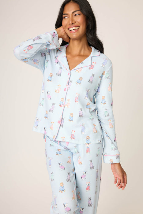 PJ Salvage Blue Haze Doggone Cold Dog Print Pointelle Pajama Set RUDCPJ