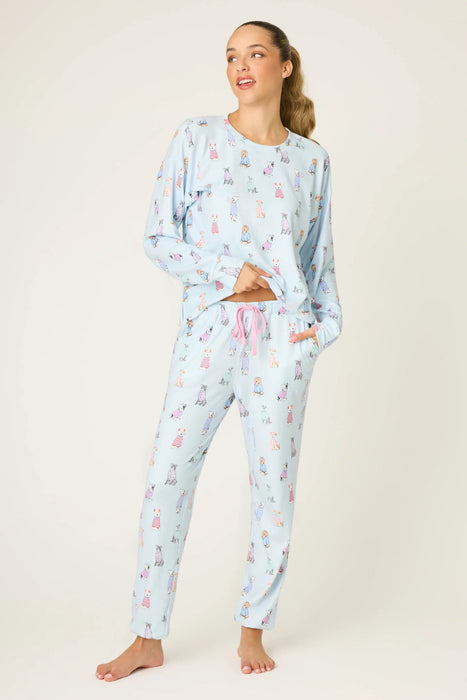 PJ Salvage Blue Haze Doggone Cold Dog Print Pajama Set RUDCLS/RUDCP