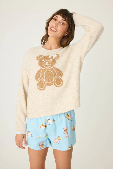 PJ Salvage Teddy Bear Graphic Snuggle Sweater RUFLLS