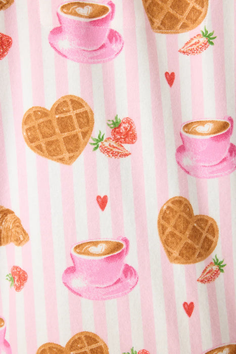 PJ Salvage Pink Brunch Club Breakfast Print Flannel Nightshirt RUFLNS