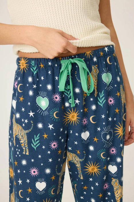 PJ Salvage Navy Wild At Heart Tiger Print Flannel Pajama Pants RUFLP1
