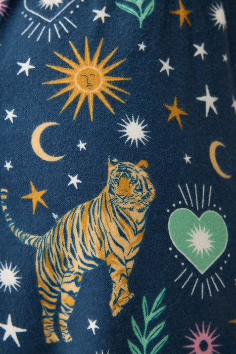PJ Salvage Navy Wild At Heart Tiger Print Flannel Pajama Pants RUFLP1