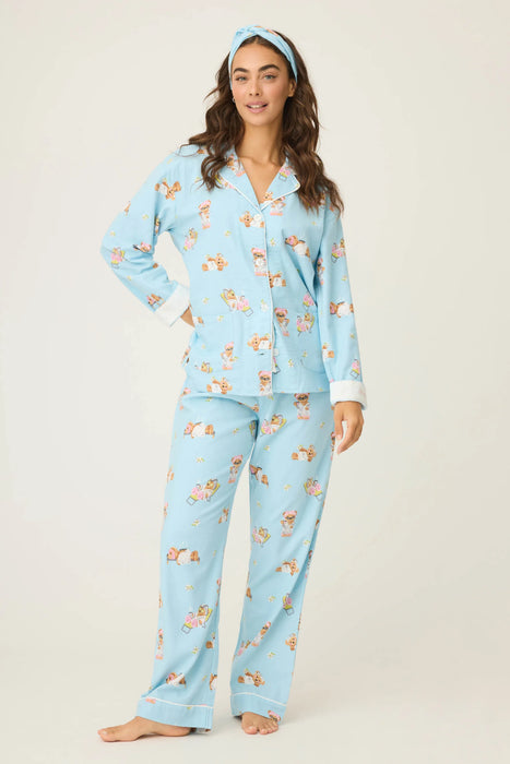 PJ Salvage Ice Blue Beary Cute 3-Piece Flannel PJ Set RUFLPJ