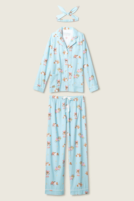 PJ Salvage Ice Blue Beary Cute 3-Piece Flannel PJ Set RUFLPJ