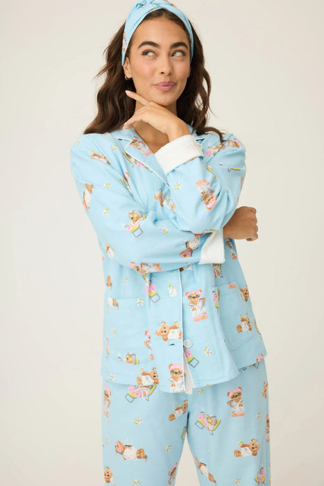 PJ Salvage Ice Blue Beary Cute 3-Piece Flannel PJ Set RUFLPJ