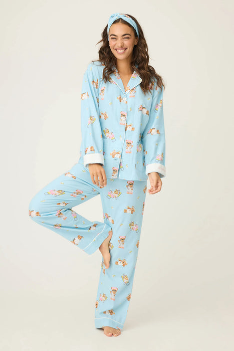 PJ Salvage Ice Blue Beary Cute 3-Piece Flannel PJ Set RUFLPJ