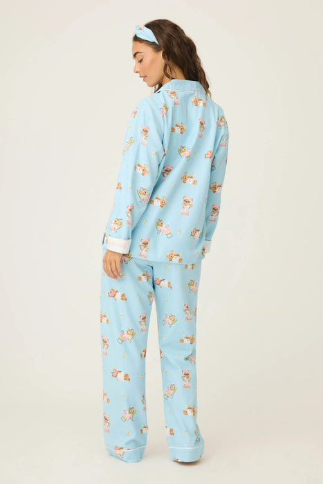 PJ Salvage Ice Blue Beary Cute 3-Piece Flannel PJ Set RUFLPJ