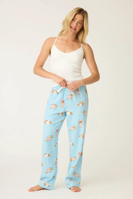 PJ Salvage Ice Blue Beary Cute Bear Print Flannel Pants RUFLP