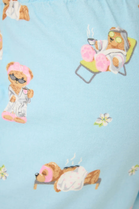 PJ Salvage Ice Blue Beary Cute Bear Print Flannel Pants RUFLP