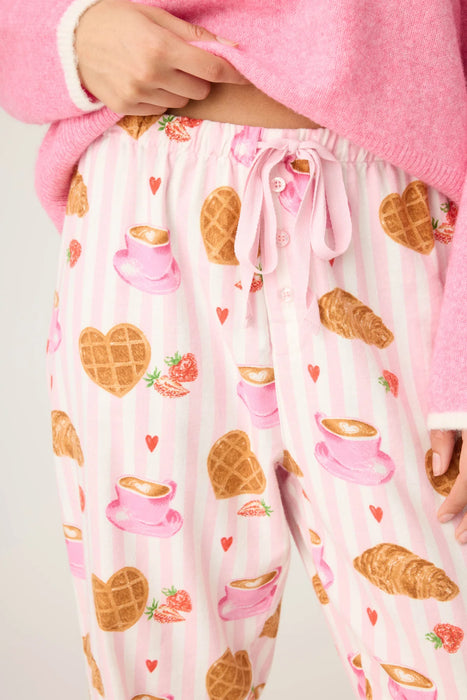 PJ Salvage Pink Brunch Club Breakfast Print Flannel Pant RUFLP