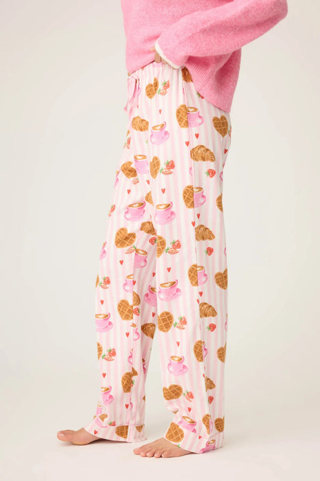 PJ Salvage Pink Brunch Club Breakfast Print Flannel Pant RUFLP