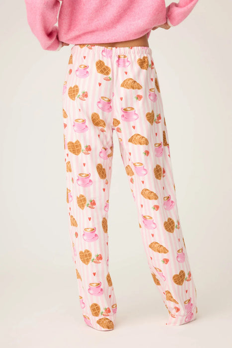 PJ Salvage Pink Brunch Club Breakfast Print Flannel Pant RUFLP