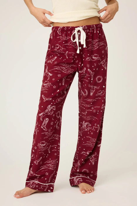 PJ Salvage Port Hold Your Horses Western Print Flannel Pants RUFLP