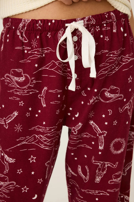 PJ Salvage Port Hold Your Horses Western Print Flannel Pants RUFLP