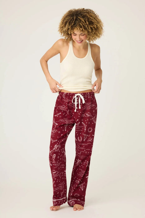 PJ Salvage Port Hold Your Horses Western Print Flannel Pants RUFLP
