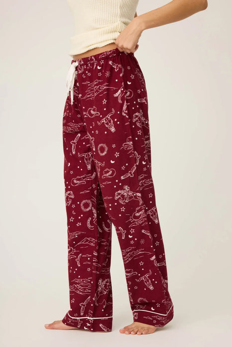PJ Salvage Port Hold Your Horses Western Print Flannel Pants RUFLP