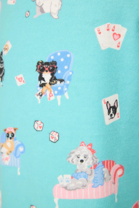 PJ Salvage Turquoise This Is How I Roll Dog Print Flannel Pants RUFLP