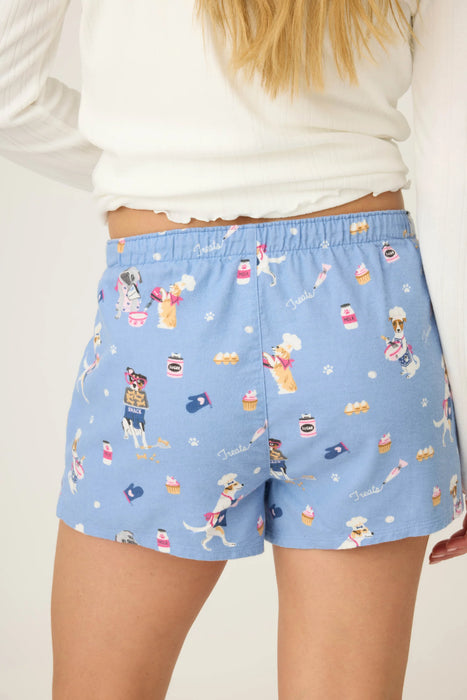 PJ Salvage Baked Woof Love Dog Print Flannel Shorts RUFLS1
