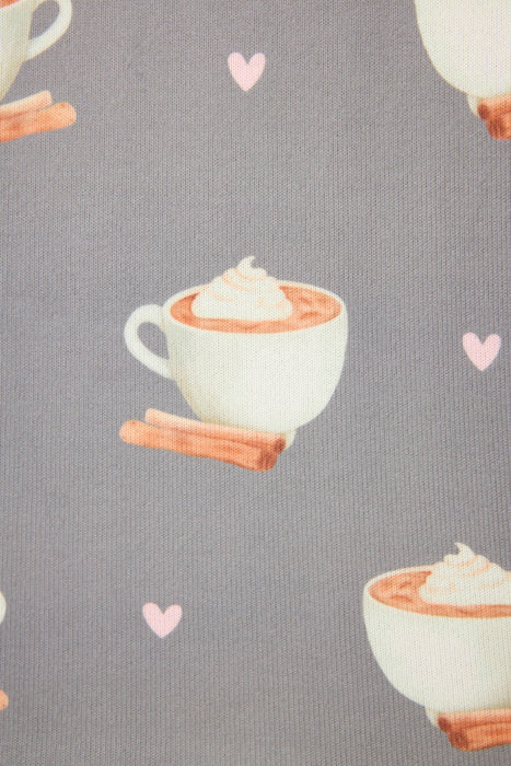 PJ Salvage Charcoal Love You A Latte Coffee Print Log Sleeve Pajama Set RULTLS1/RULTP