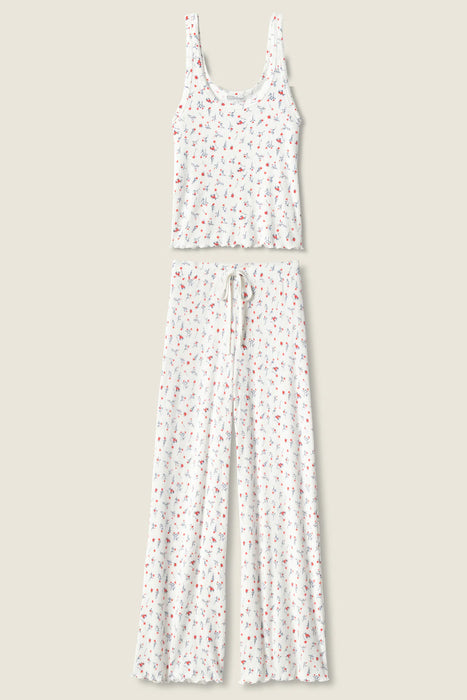 PJ Salvage La Rose Ditsy Floral Ribbed Pajama Set RULVC/RULVP2