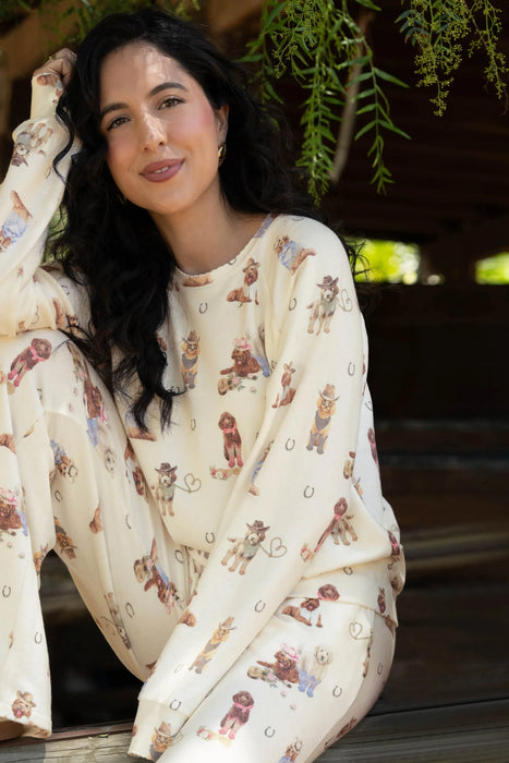 PJ Salvage Ruff On The Range Dog Print Pajama Set RUOTLS/RUOTP