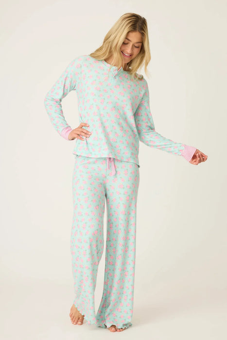 PJ Salvage Light Mint Secret Garden Floral Long Sleeve Pajama Set RUSGLS1/RUSGP1