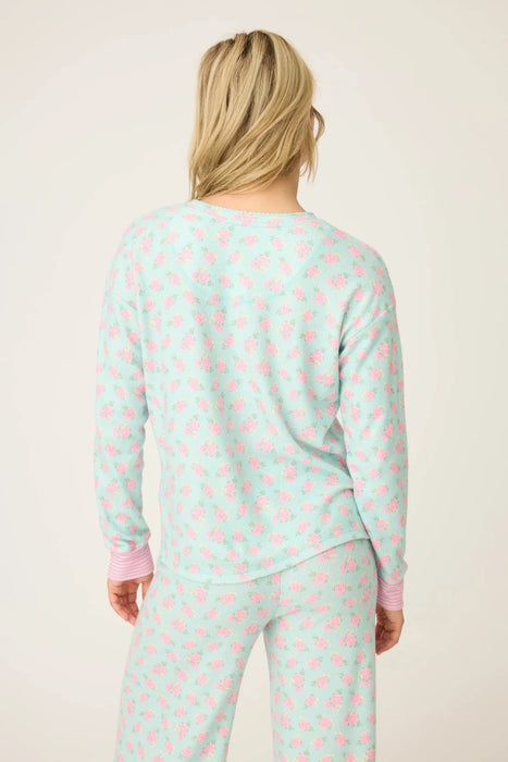 PJ Salvage Light Mint Secret Garden Floral Long Sleeve Pajama Set RUSGLS1/RUSGP1
