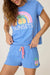 PJ Salvage Deep Blue Sunsets Graphic Short Sleeve Loungewear Set RUSOST