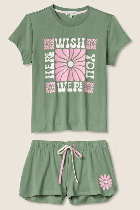 PJ Salvage Loden Wish You Were Here Short Sleeve Loungewear Set RUSOST