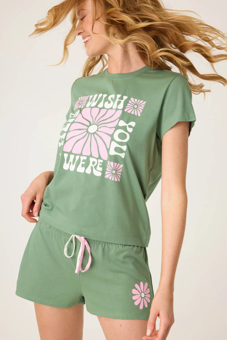 PJ Salvage Loden Wish You Were Here Short Sleeve Loungewear Set RUSOST