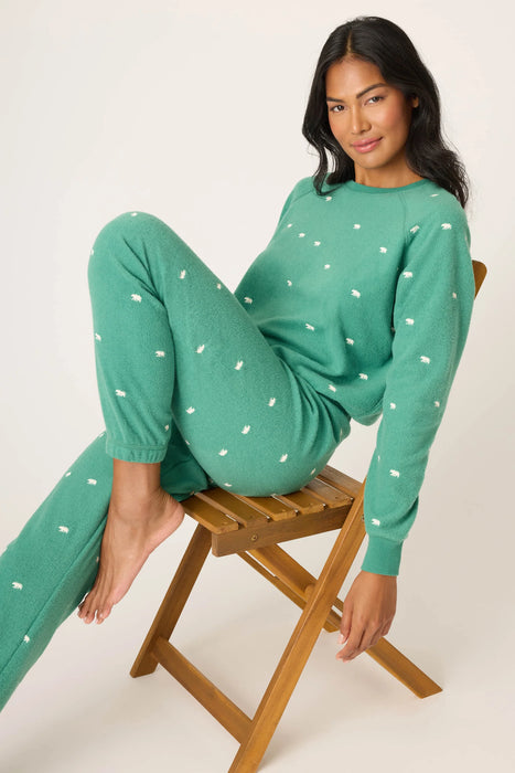 PJ Salvage The Outsider Embroidered Bear Fleece Sweatshirt And Jogger Set RUTHLS/RUTHP1