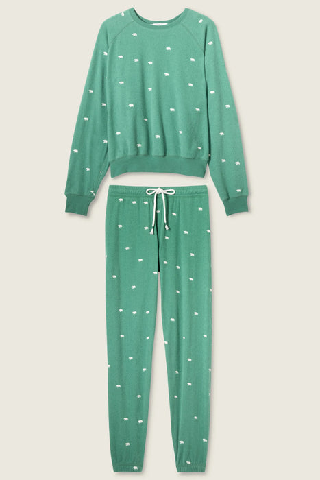PJ Salvage The Outsider Embroidered Bear Fleece Sweatshirt And Jogger Set RUTHLS/RUTHP1