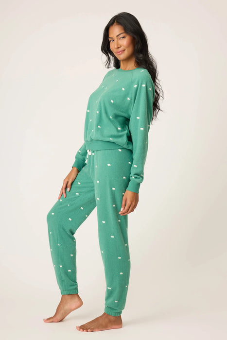 PJ Salvage The Outsider Embroidered Bear Fleece Sweatshirt And Jogger Set RUTHLS/RUTHP1