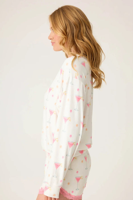 PJ Salvage Ivory Tini Time Drink Long Sleeve Pajama Set RUTTP1/RUTTLS