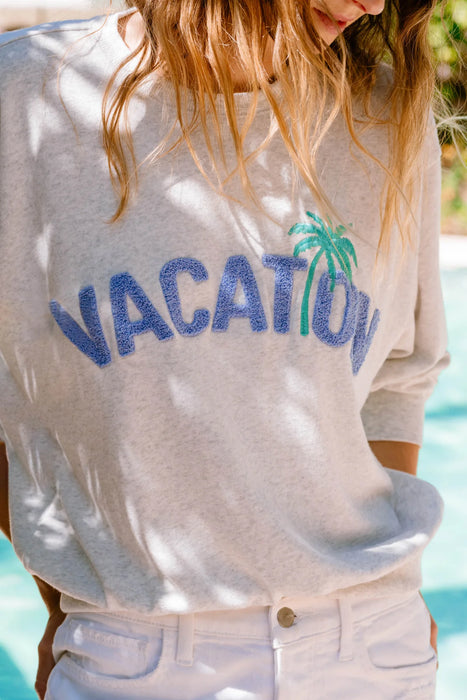PJ Salvage Heather Cloud Vacay Vibes "Vacation" Sweatshirt Set RUVVLS2/RUVVS3