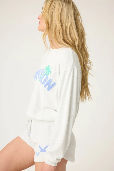 PJ Salvage Heather Cloud Vacay Vibes "Vacation" Sweatshirt Set RUVVLS2/RUVVS3
