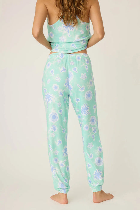 PJ Salvage Mint Vacay Vibes Palm Print Long Sleeve Pajama Set RUVVLS1/RUVVP2
