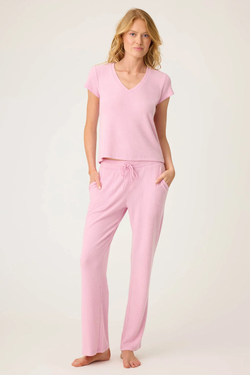 PJ Salvage Pink Violet Wish You Were Here Peachy Waffle Lounge Set RUWHT/RUWHP1