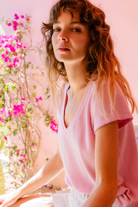 PJ Salvage Pink Violet Wish You Were Here Peachy Waffle Lounge Set RUWHT/RUWHP1