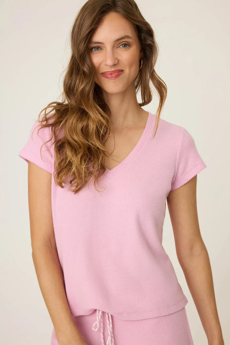 PJ Salvage Pink Violet Wish You Were Here Peachy Waffle Lounge Set RUWHT/RUWHP1