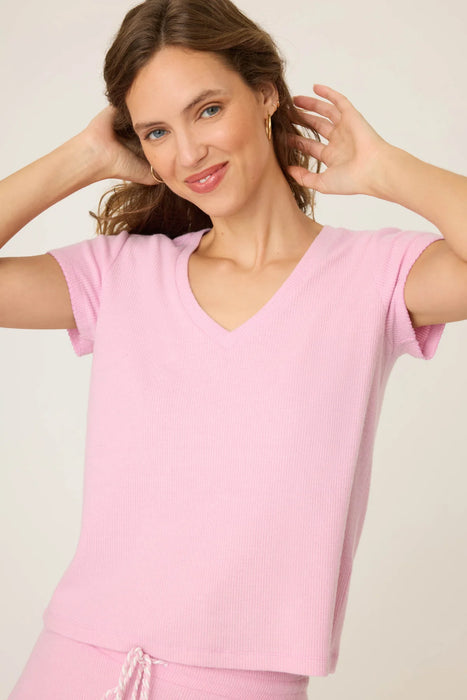 PJ Salvage Pink Violet Wish You Were Here Peachy Waffle Lounge Set RUWHT/RUWHP1