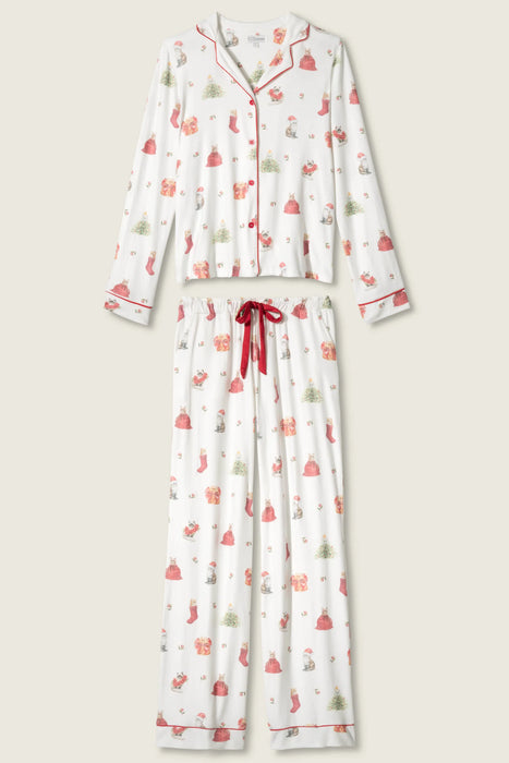 PJ Salvage Feline Festive Cat Print Pajama Set RVFFPJ