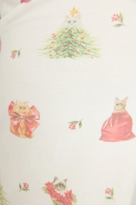 PJ Salvage Ivory Feline Festive Cat Print Banded Pants RVFFP