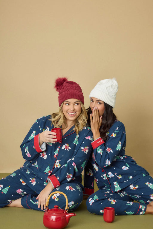 PJ Salvage Navy Bearly Awake 3-Piece Flannel Pajama Set RVFLPJ