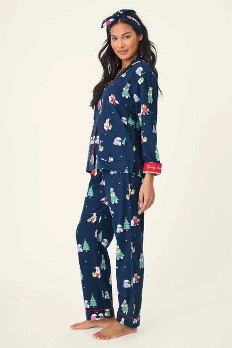 PJ Salvage Navy Bearly Awake 3-Piece Flannel Pajama Set RVFLPJ