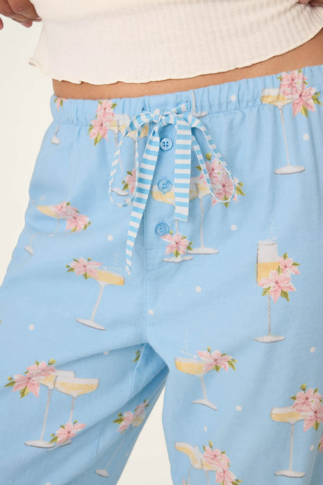 PJ Salvage Light Sky Fizz the Season Open Leg Flannel Pants RVFSP1