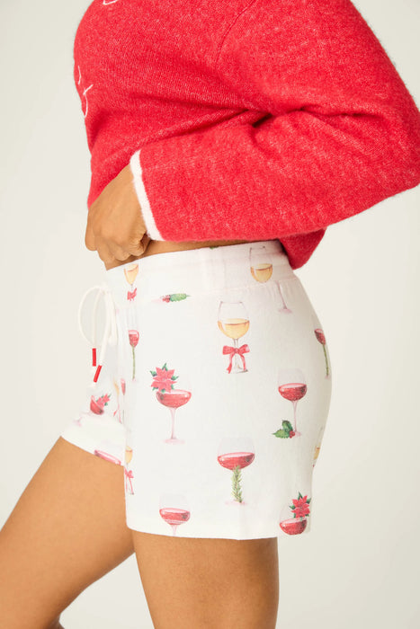 PJ Salvage Let's Get Toasty Holiday Wine Print Shorts Set PJ Set RVLGTK/RVLGS1